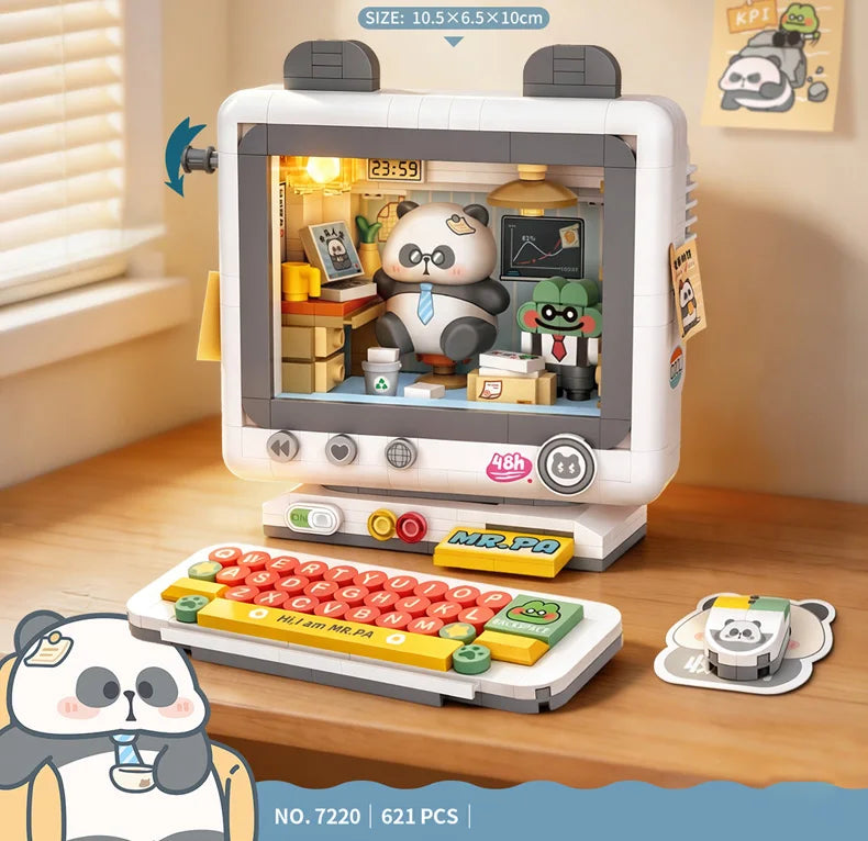 Serie de Juguetes y Electrónica Retro LOZ, Juego de Bloques de Construcción de Computadora Tostadora con Luces, Juguetes de Escritorio, Adorno, Regalo de Cumpleaños