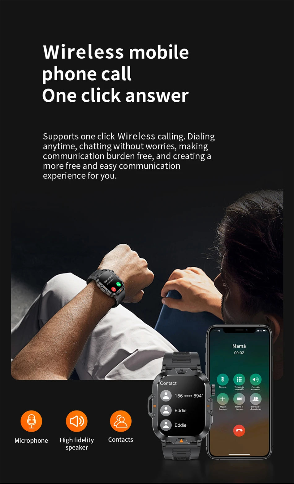 Reloj Inteligente LIGE Bluetooth Deportivo Resistente Agua