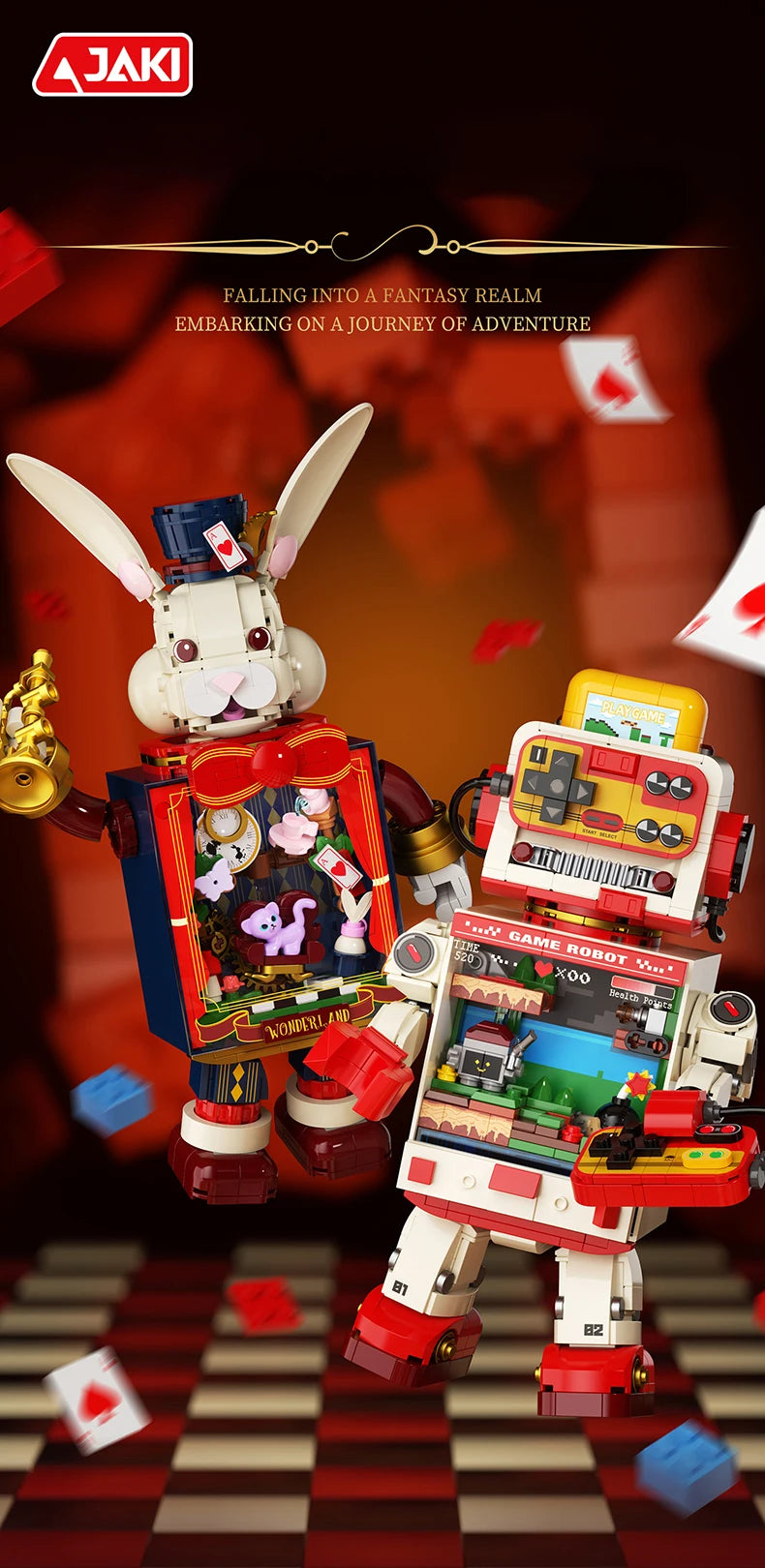 JAKI Mr. Rabbit - Caja de Música de Bloques de Construcción, Modelo Mecánico DIY STEM MOC, Decoración para el Hogar, Regalo de Halloween y Navidad para Niños, Niñas y Adultos