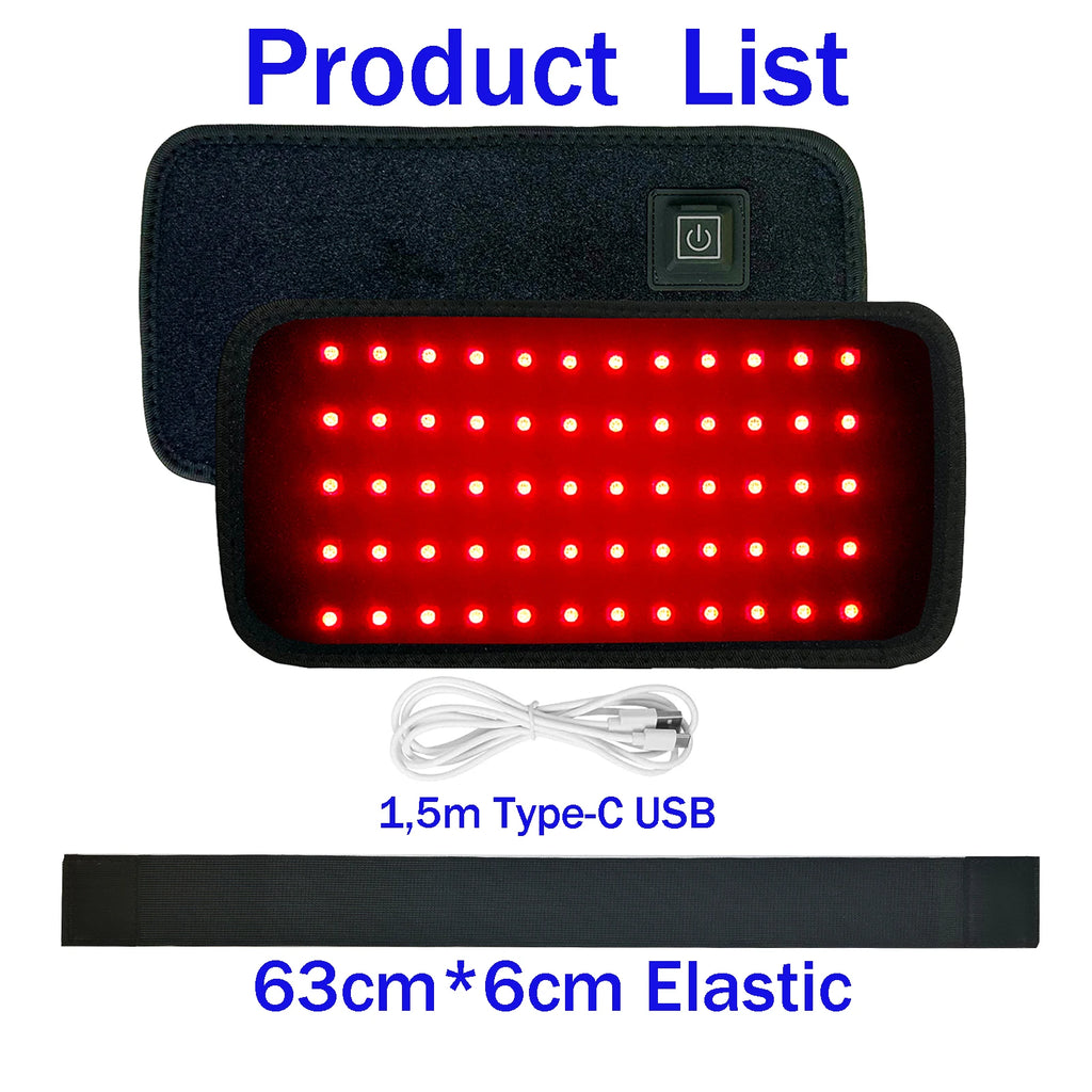 Cinturón de terapia de luz roja LED para aliviar el dolor, almohadilla de luz infrarroja roja de 660nm y 850nm para cintura, espalda, Abdomen, rodillas y brazos, articulaciones musculares