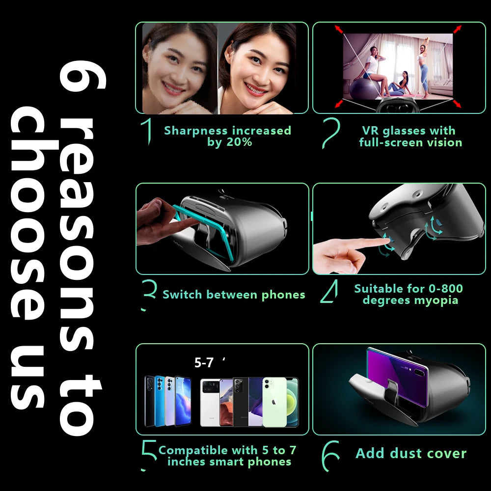Gafas VR de realidad Virtual 3D para iPhone, Android, teléfono inteligente, casco para teléfono móvil, auriculares con lentes reales, dispositivos