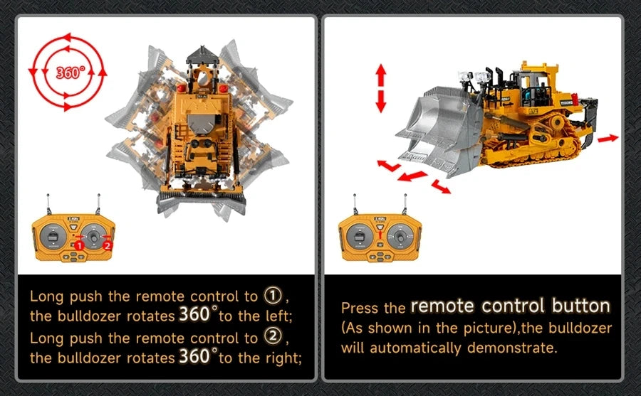 Excavadora, Volquete y Bulldozer RC 4x4 de Aleación, Vehículos de Construcción