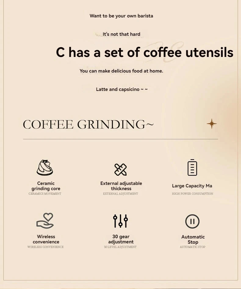 Nuevo Molinillo de café eléctrico portátil/Manual para el hogar, 30 engranajes, máquina de café ajustable externamente, molinillos recargables