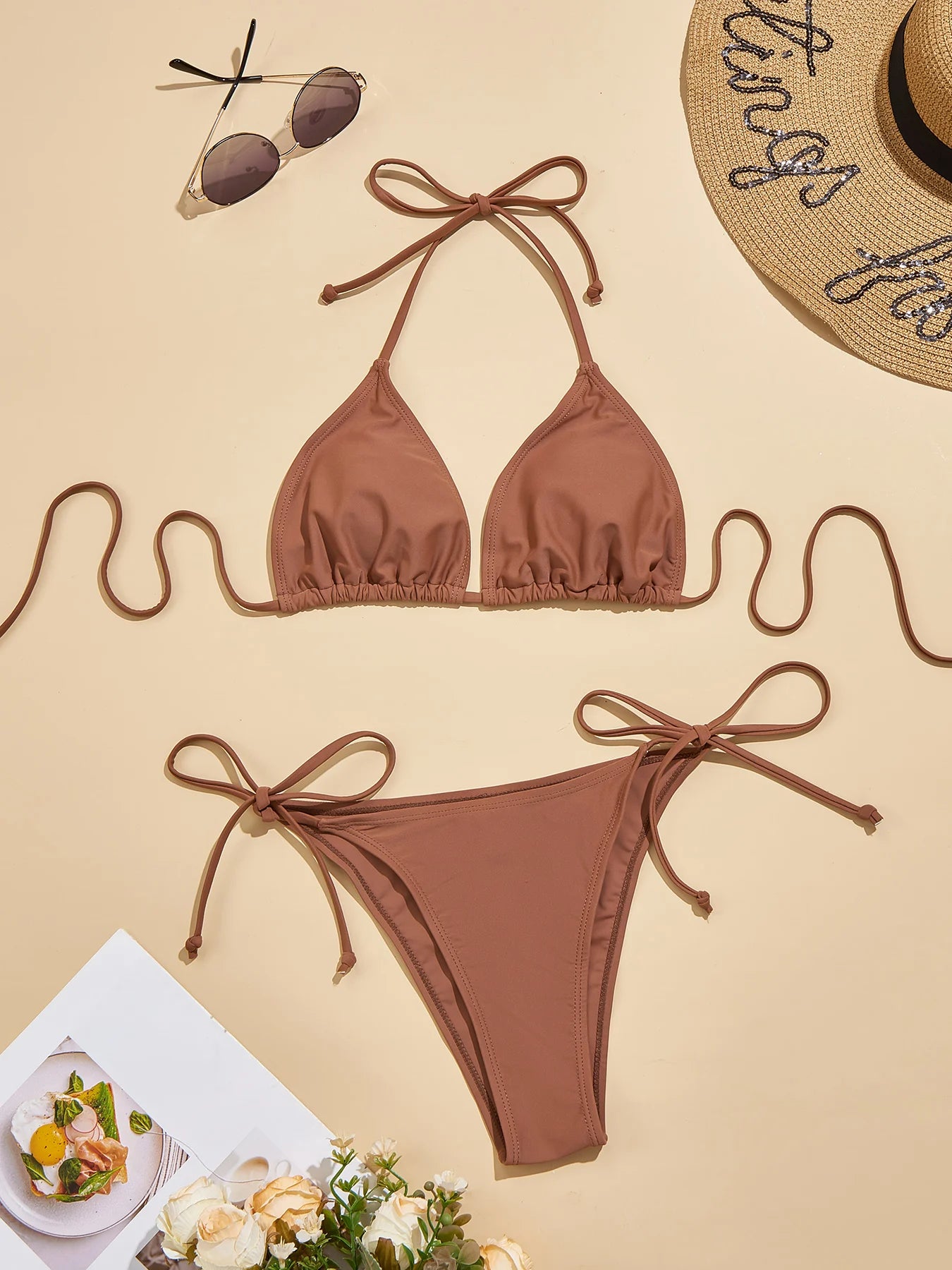 Conjunto de Bikini 2 Piezas para Mujer Sin Tirantes Espalda Descub.