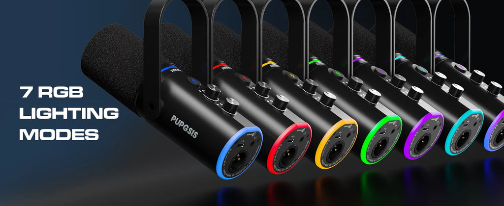 Micrófono XLR/USB para Podcast, Micrófono para Juegos con Botón de Silencio, Efectos de Reverberación, Cancelación de Ruido, Soporte de Brazo, Conector para Auriculares