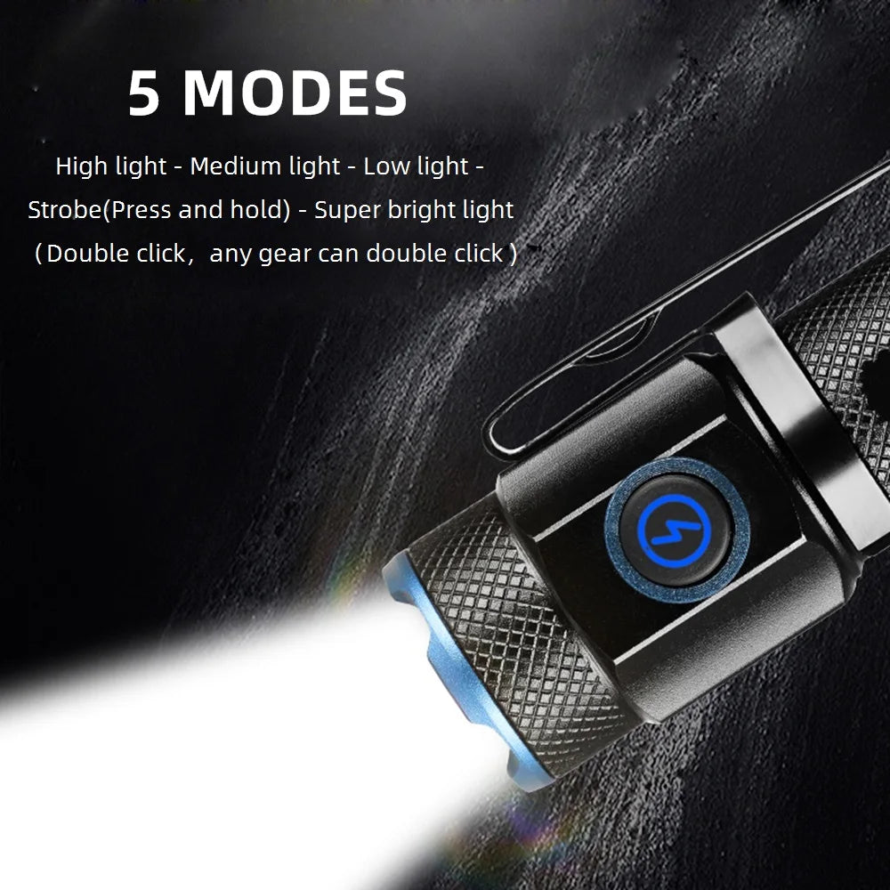 Linterna LED Recargable USB de Alto Brillo para Exteriores