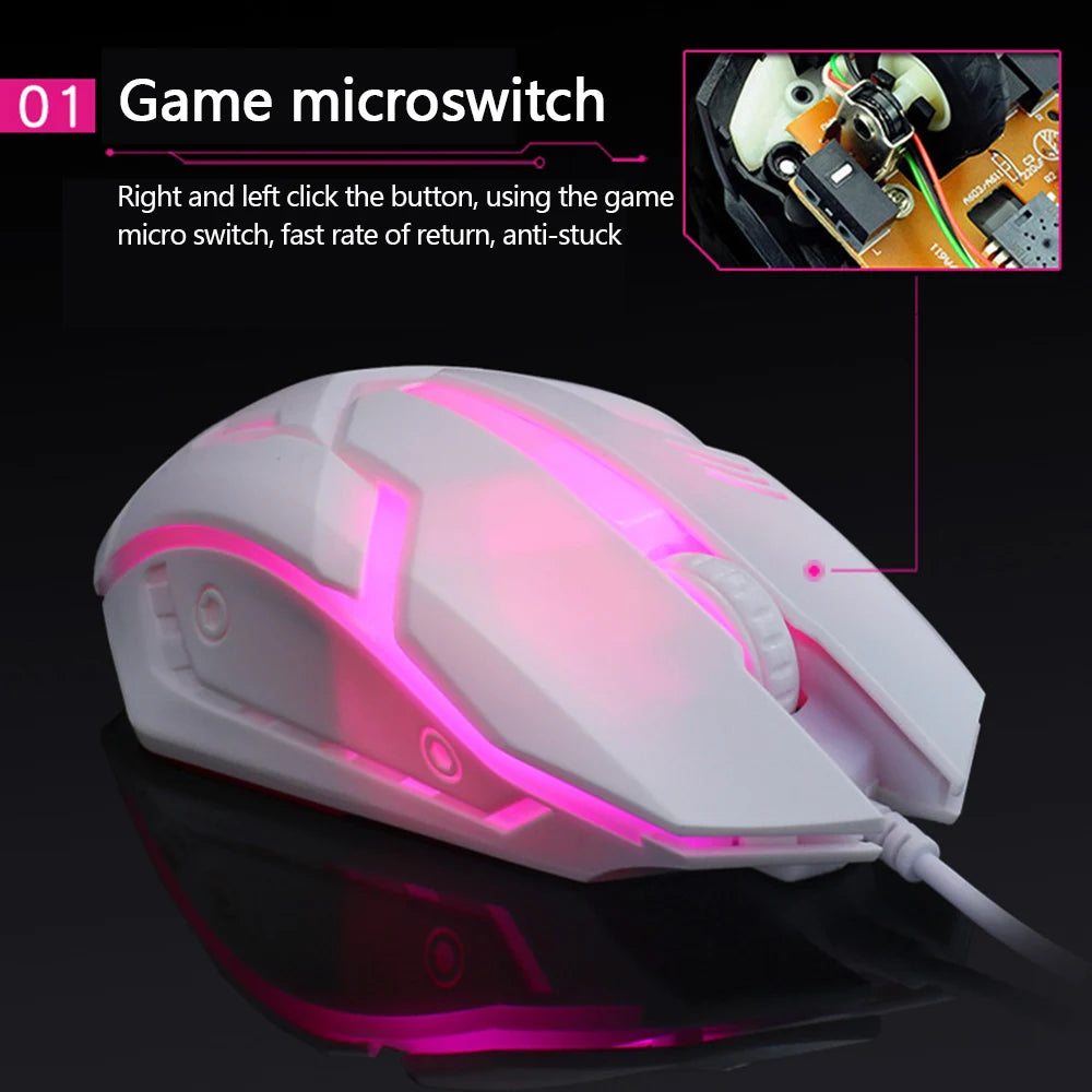 Limei S1 E deportes LED luminoso retroiluminado ratón con cable USB con cable para ordenador portátil de escritorio silencioso ratón para juegos de ordenador de oficina