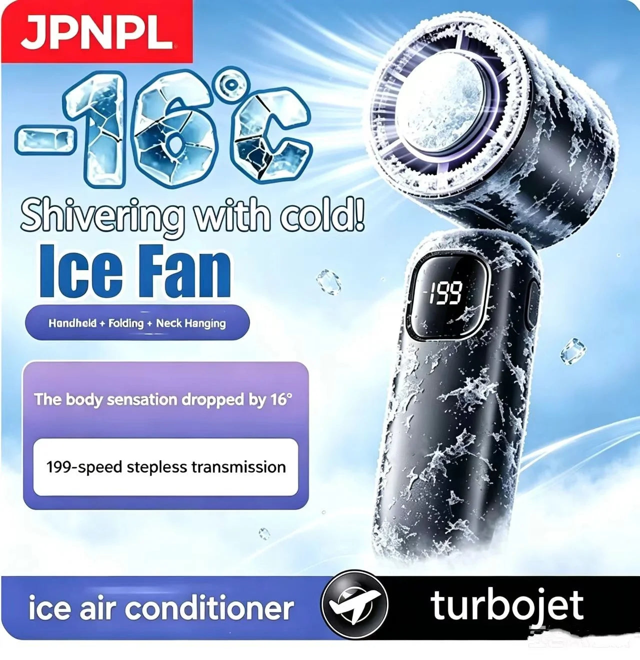 Ventilador de Cuello Sin Aspas 8000mAh con Pantalla LED