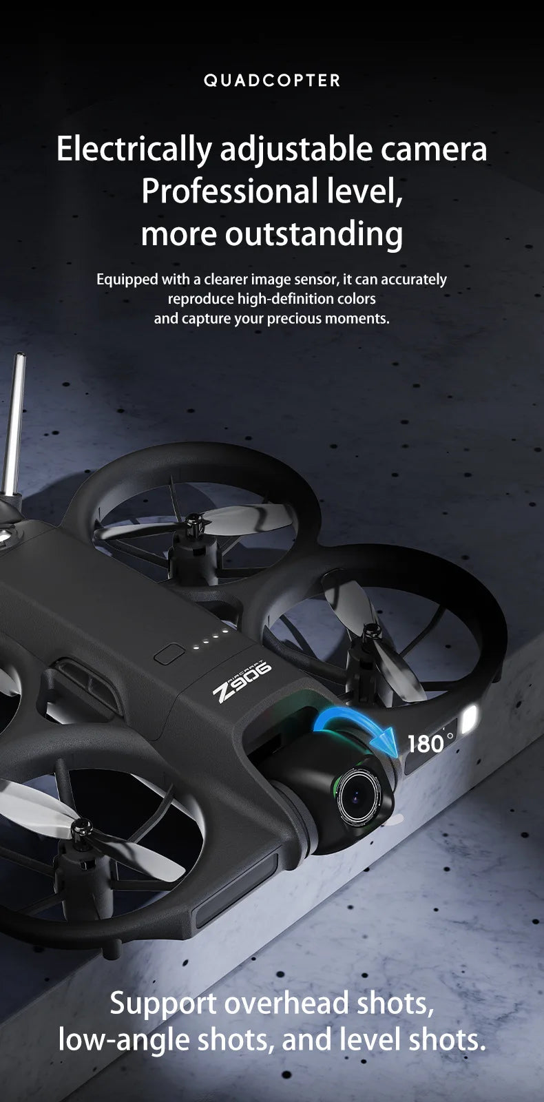 Mini Dron Z906 con Cámara HD WiFi FPV, Cuadricóptero RC, Fotografía Aérea