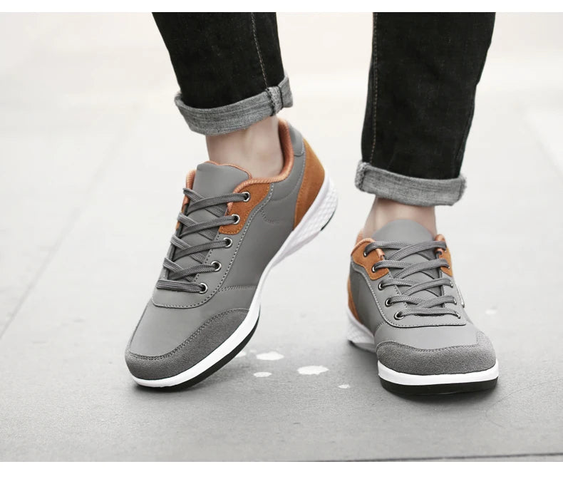 Zapatos YRZL para hombre, zapatillas impermeables para caminar para primavera y otoño, zapatos deportivos de cuero para hombre, zapatillas cómodas antideslizantes para hombre