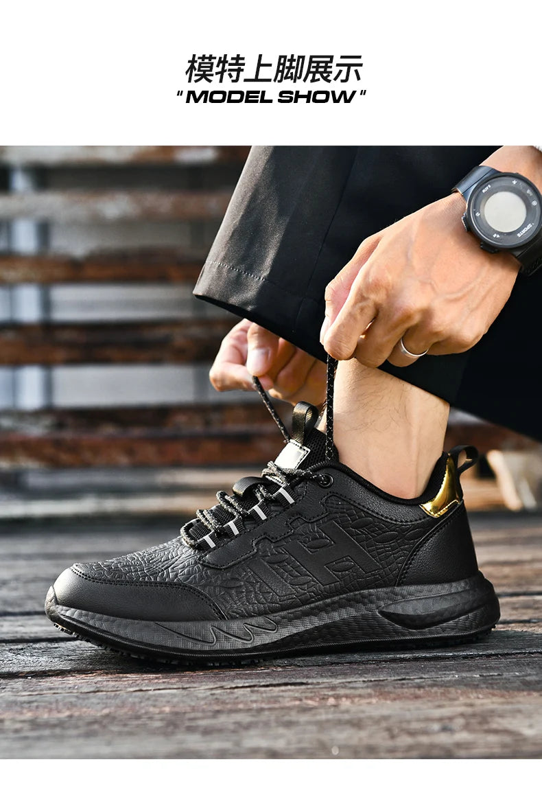 Zapatos de Chef para las cuatro estaciones, suela suave, antideslizantes, impermeables, a prueba de aceite, zapatos de trabajo de cocina, zapatillas ligeras informales de moda de talla grande para hombre