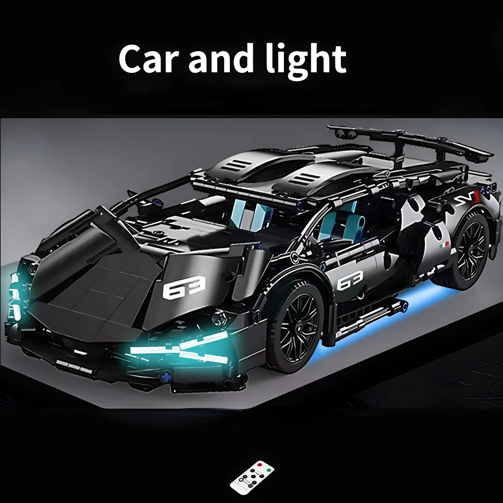 Modelo de coche deportivo de carreras técnico, bloques de construcción técnicos para adultos 1:14, supercoche DIY, rompecabezas de ladrillos, juguetes para niños y adultos, regalo (1280 + granulado)