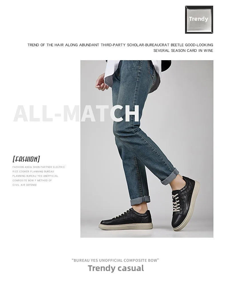 Zapatos Casuales de Cuero Genuino para Hombre - Suela Gruesa