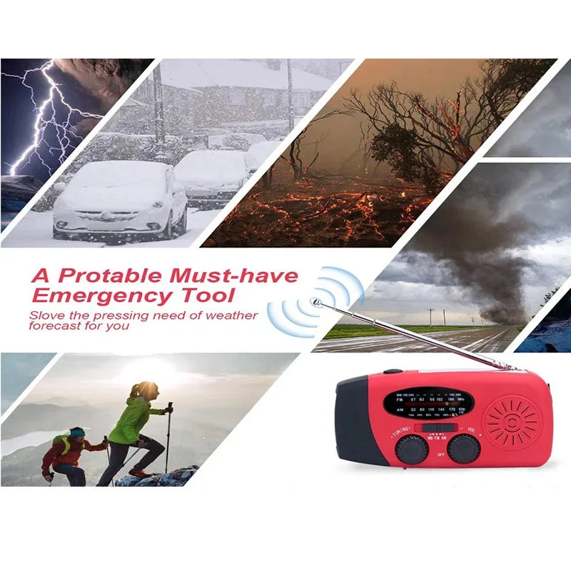 Radio Multifuncional Solar con Linterna LED de Emergencia