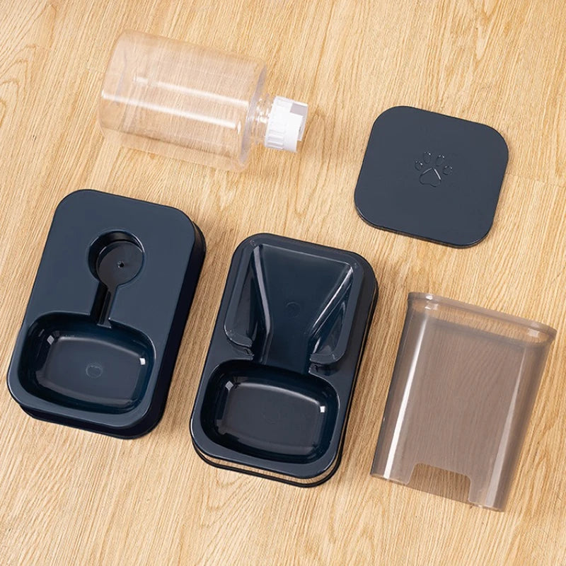 Comedero automático para perros y gatos con bebedero, juego de cuencos y bebederos para comida para mascotas, Control inteligente de porciones para perros y gatos, sin batería