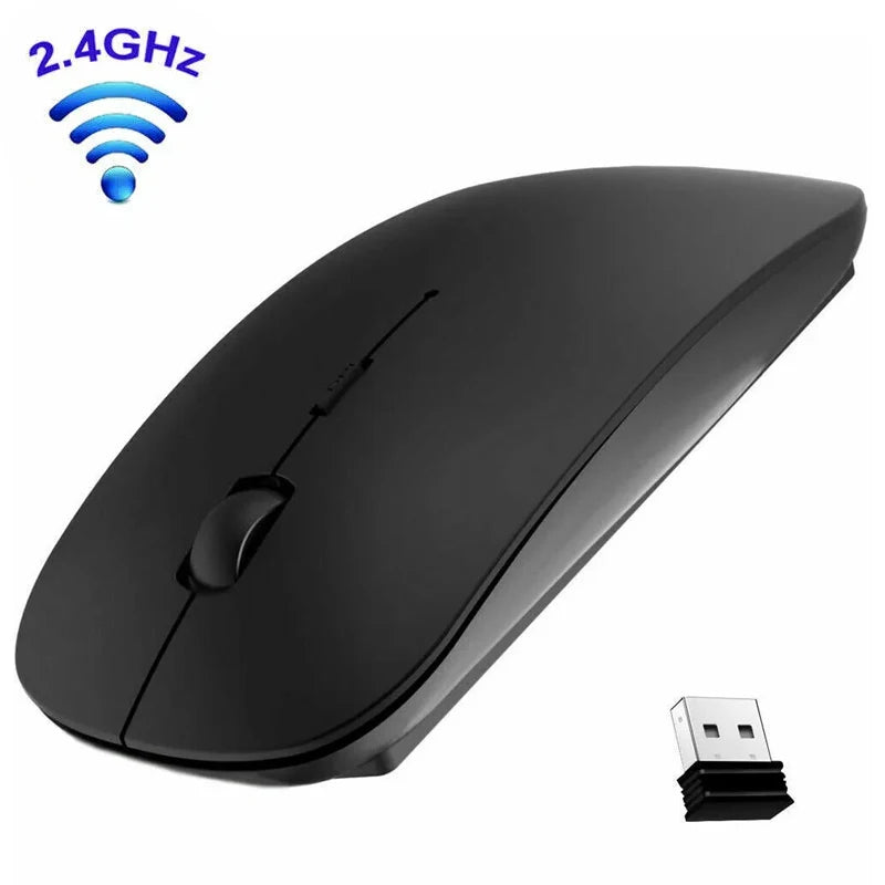 Ratón inalámbrico delgado, ratón óptico de 2,4 GHz, 1600DPI, ratón silencioso para Gamer, ratón de diseño ergonómico con receptor USB para PC y portátil