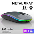 Ratón inalámbrico RGB recargable con Bluetooth, inalámbrico, retroiluminado con LED, ergonómico, para juegos, portátil, PC, 1600DPI
