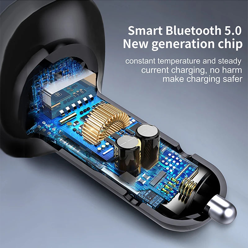 Transmisor FM Bluetooth 5.0 para Auto DYBO, Carga Rápida QC3.0 PD20W
