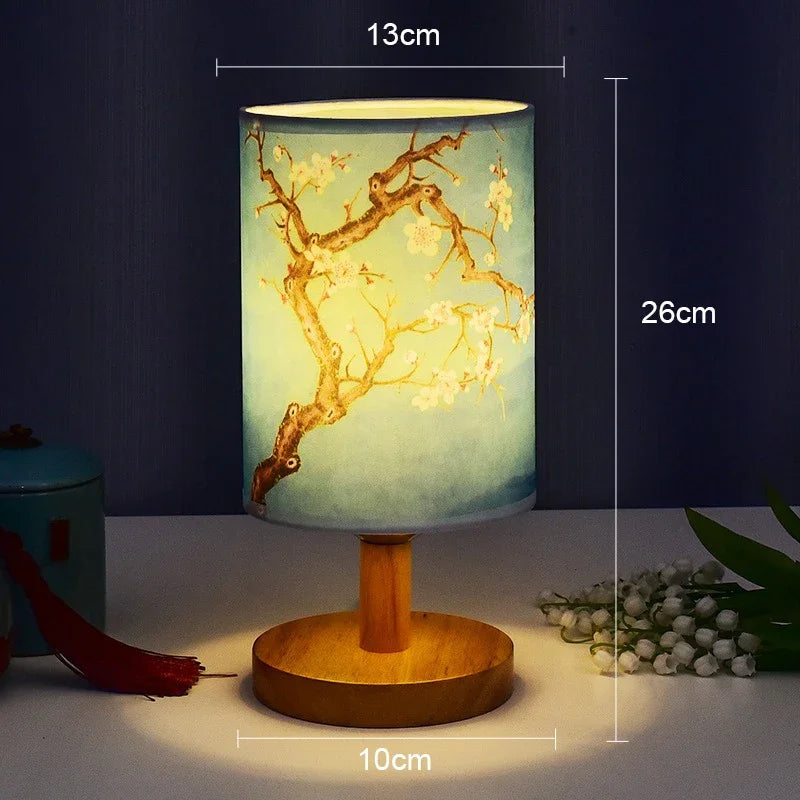 Lámpara de Mesa LED Regulable Estilo Chino para Dormitorio