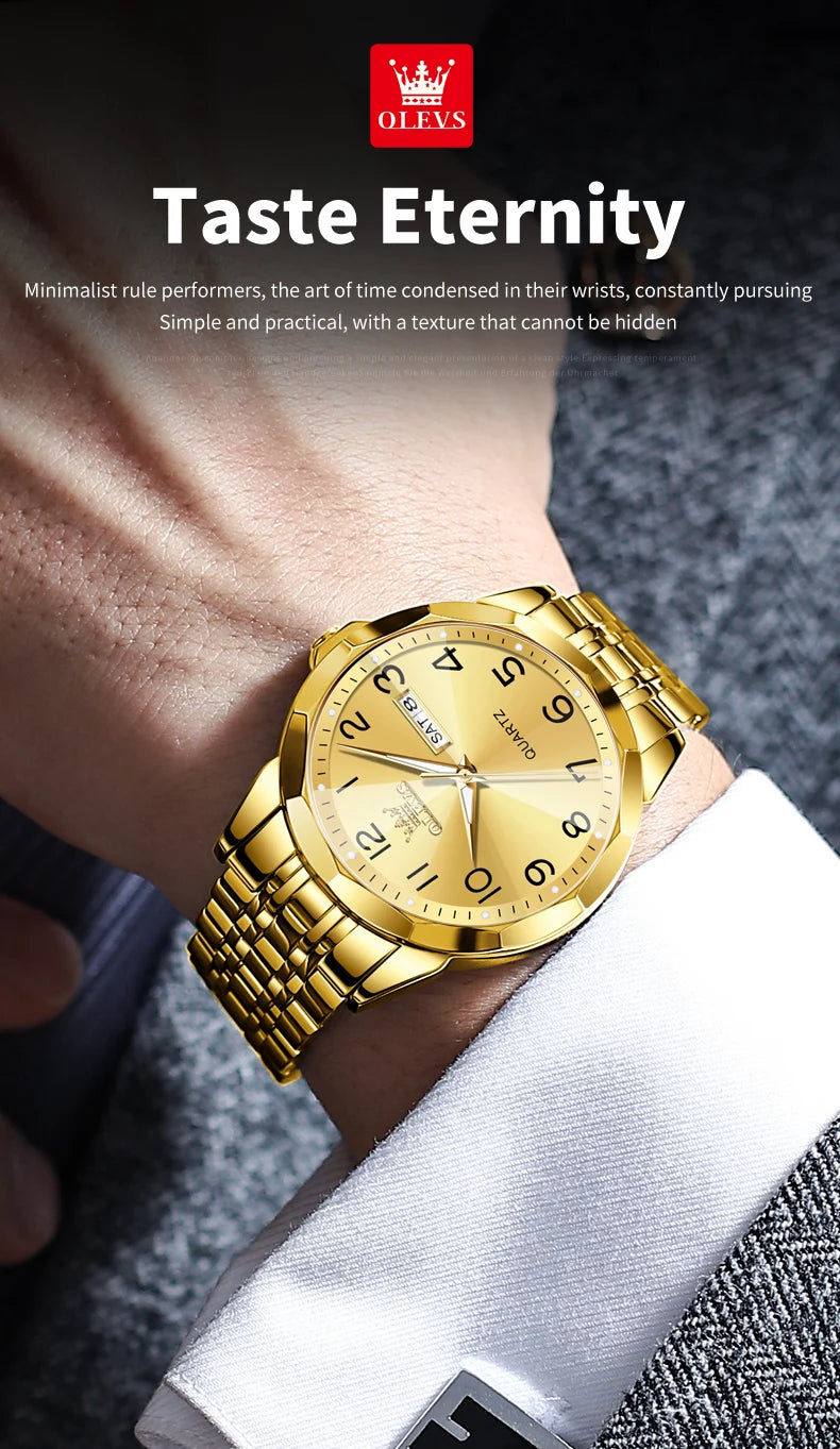 Reloj de Cuarzo Analógico para Hombre OLEVS 9970 Acero Inoxidable Negocios