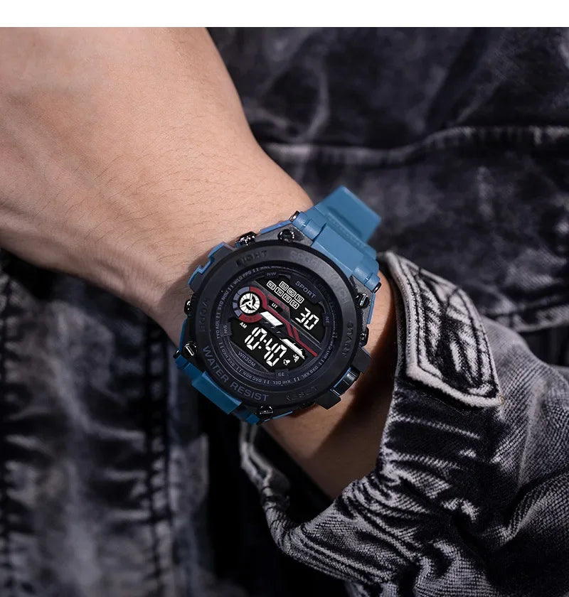 Reloj deportivo YIKAZE para hombre, relojes deportivos impermeables para hombre, reloj militar Digital LED multifunción, reloj despertador, reloj de pulsera electrónico