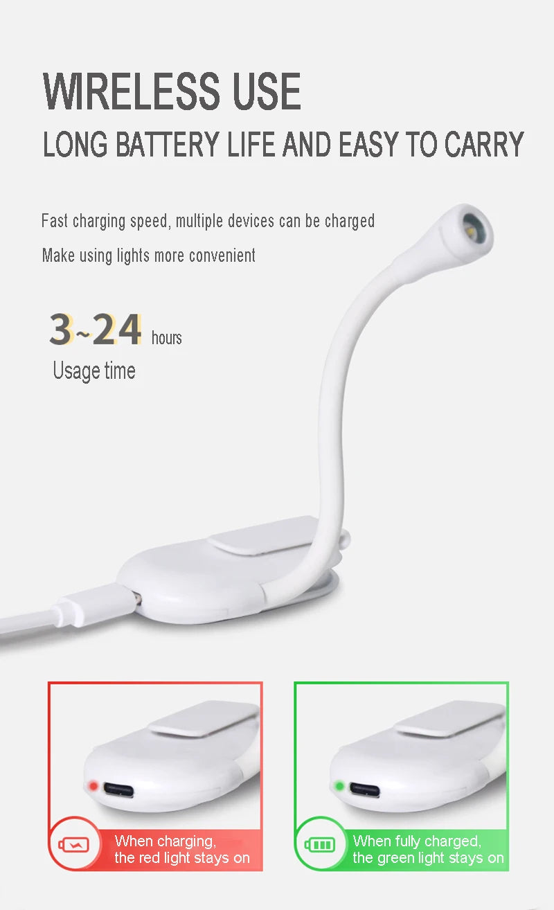 Lámpara LED Portátil para Libros con Clip 360°