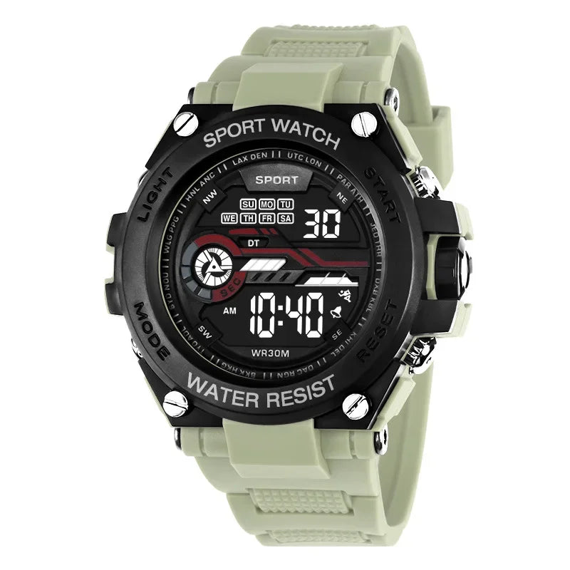 Reloj deportivo YIKAZE para hombre, relojes deportivos impermeables para hombre, reloj militar Digital LED multifunción, reloj despertador, reloj de pulsera electrónico