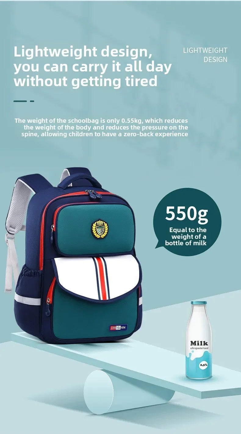 Mochila escolar para niños de grado 1 y 6, mochila duradera impermeable de tela Oxford ligera con diseño ergonómico