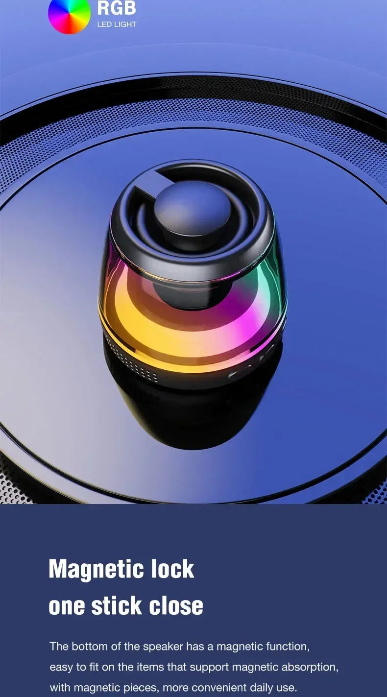 Altavoz para juegos con soporte magnético para teléfono inalámbrico: compatible con MagSafe y Android, resistente al agua IPX5, iluminación RGB, montaje en superficie metálica