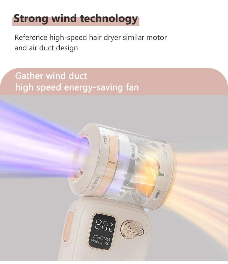 Pantalla digital, ventilador de mano de alta velocidad de 100 velocidades, ventilador plegable portátil con carga USB, mini ventilador de escritorio
