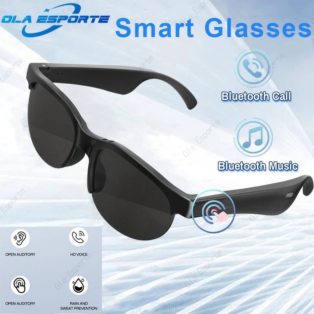 Nuevas gafas inteligentes para hombre, auriculares Bluetooth 5,3, auriculares estéreo Anti-Blu-ray, altavoz doble, auriculares con Control de música táctil, gafas de sol