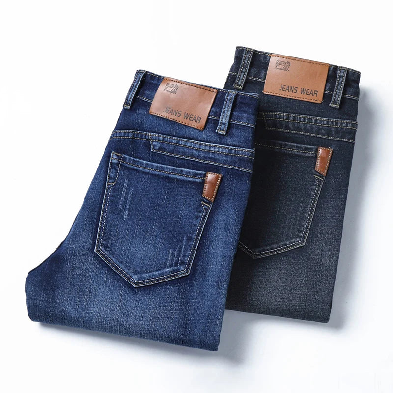 Pantalones Vaqueros Coreanos para Hombre, Elásticos, Ajuste Regular