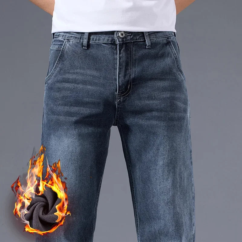 Pantalones Vaqueros de Lana para Hombre, Terciopelo, Recto Clásico