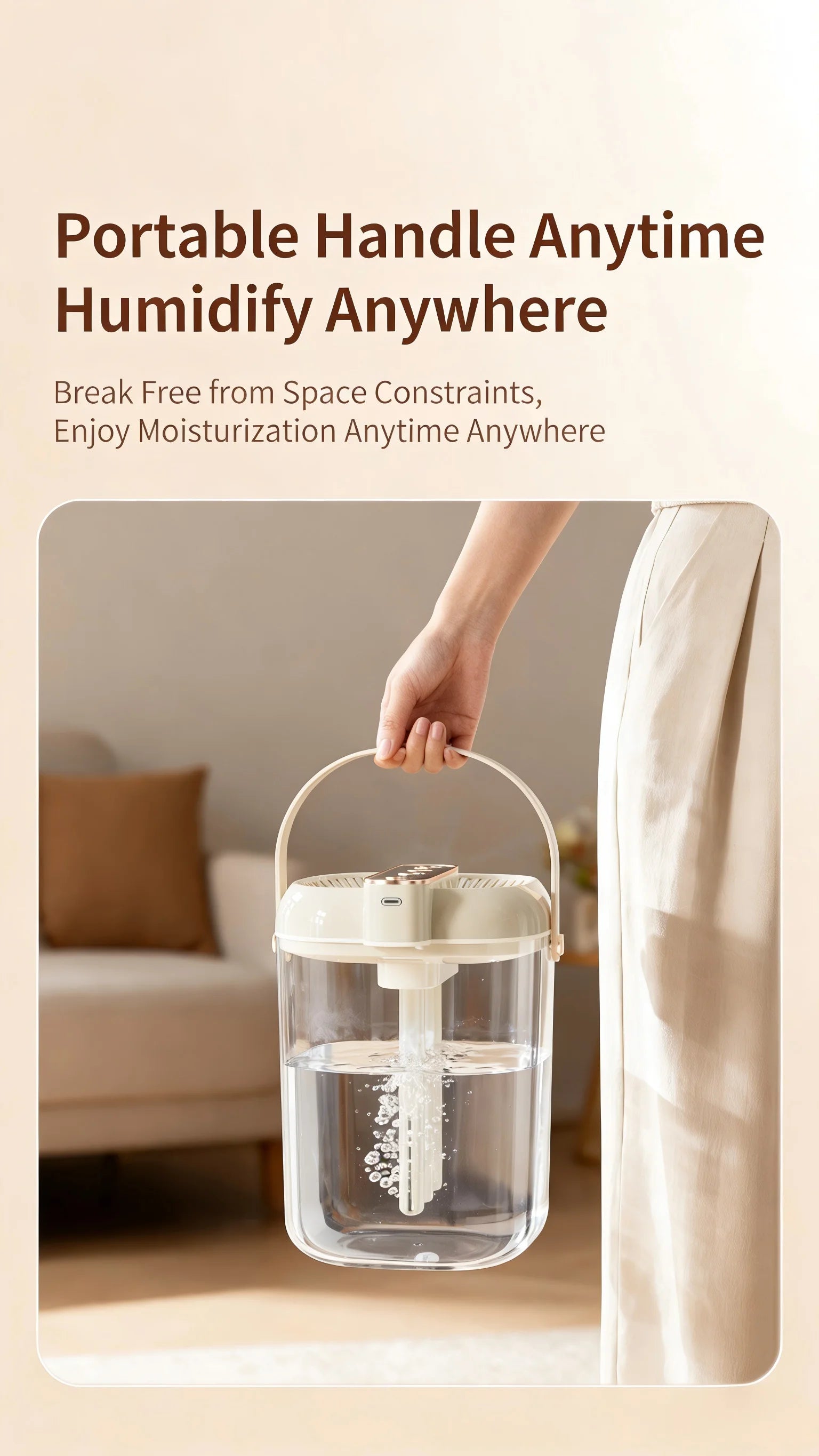 Humidificador Inteligente de 3 Pulverizaciones - Tanque de Agua de Gran Capacidad de 2L, Luz Nocturna Cálida, Protección Contra la Falta de Agua, Ajuste de Niebla de 4 Velocidades