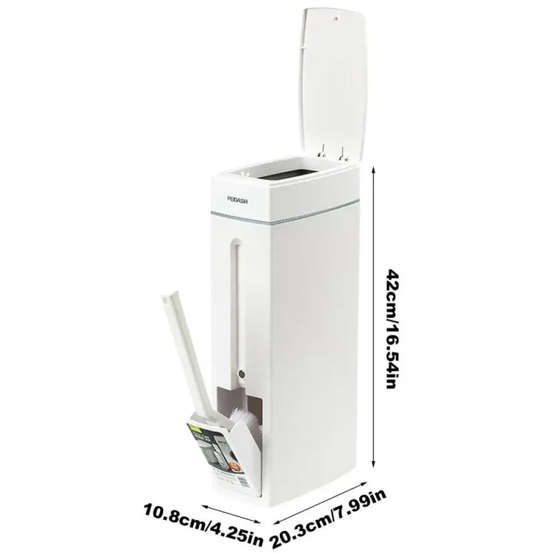 Cubo de basura para baño con escobilla para inodoro y tapa, compacto