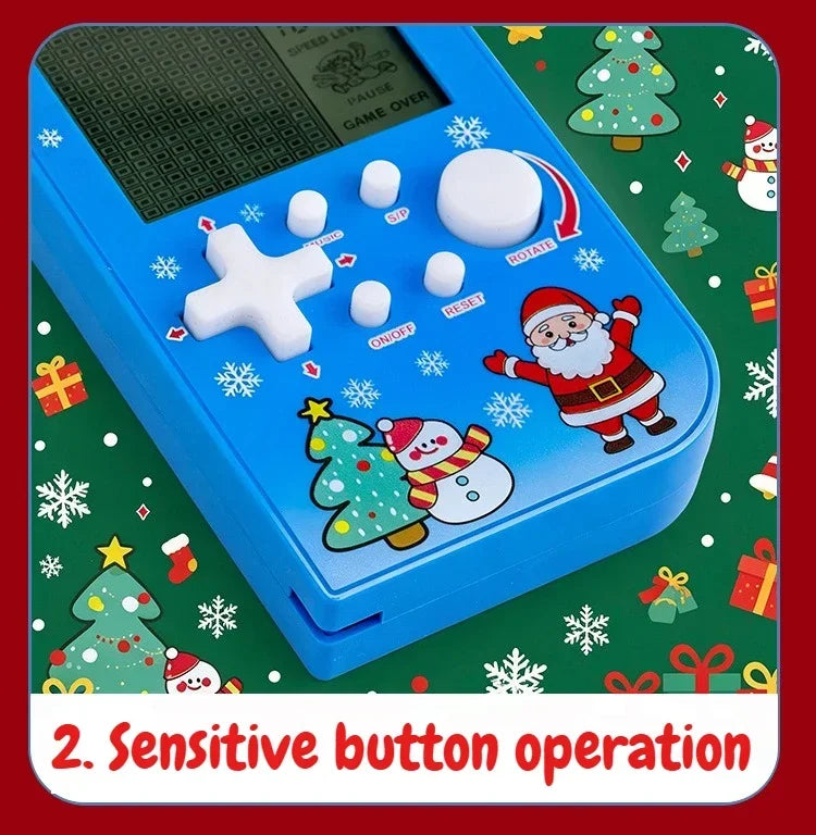 Consola de Juegos Retro con Diseño de Ladrillos Navideños, Tetris con Temática Festiva, Consola Electrónica Portátil, Regalo Festivo
