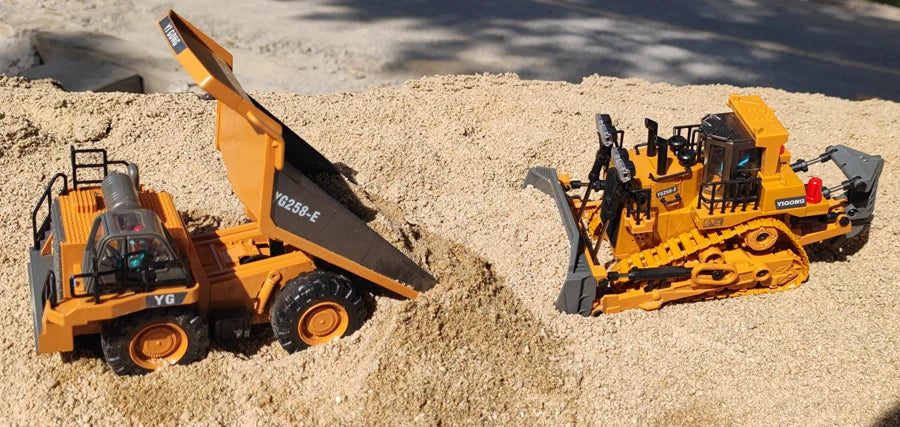 Excavadora, Volquete y Bulldozer RC 4WD con Control Remoto, Vehículos de Construcción
