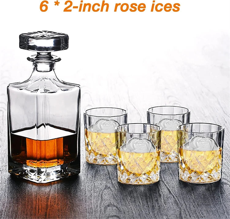 LMETJMA Bandeja para cubitos de hielo Bandejas para cubitos de hielo de rosas de fácil liberación con embudo Máquina para hacer bolas de hielo de rosas de silicona para cócteles Whisky JT51