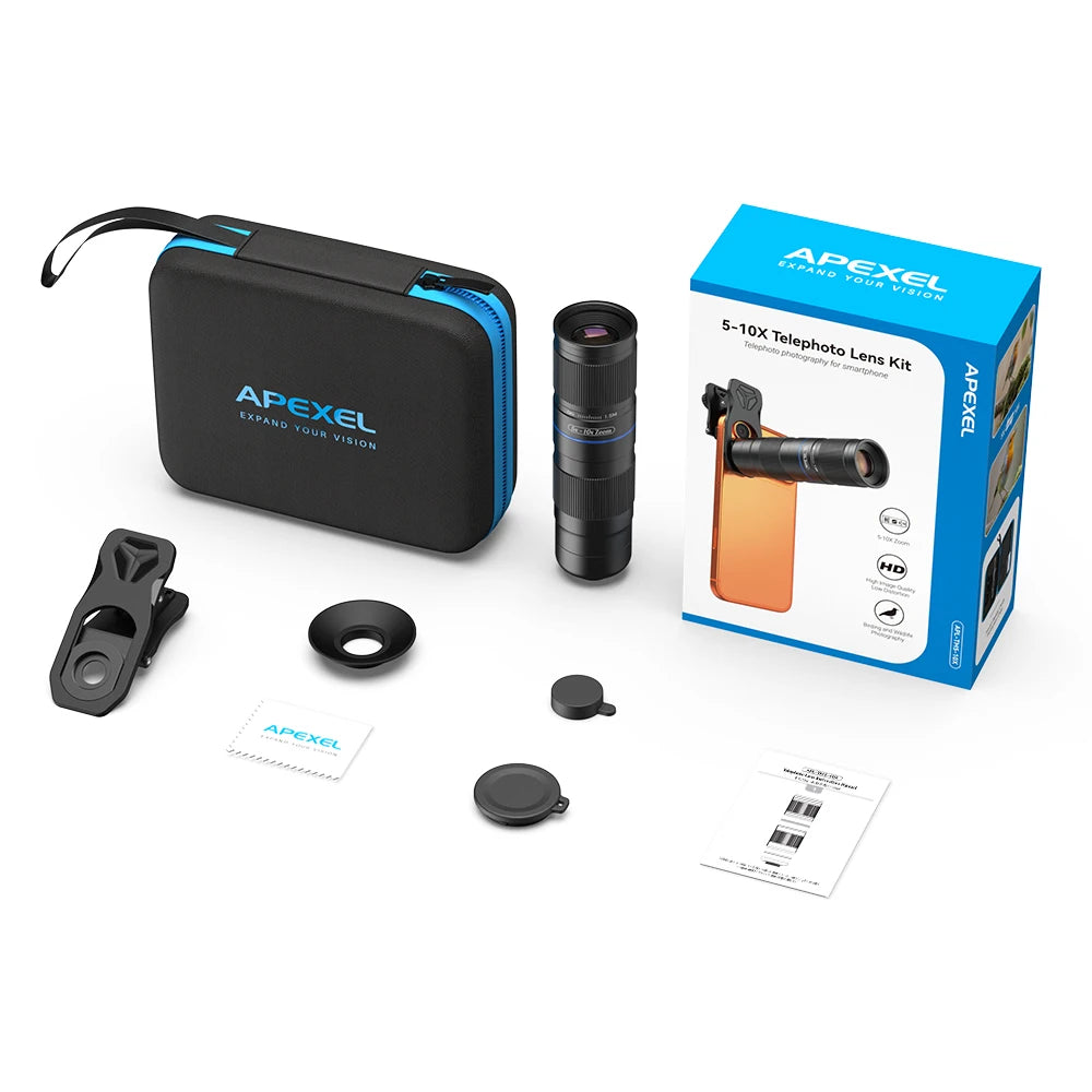 Lente Zoom APEXEL 5x-10x HD Mini Telescopio para Smartphone