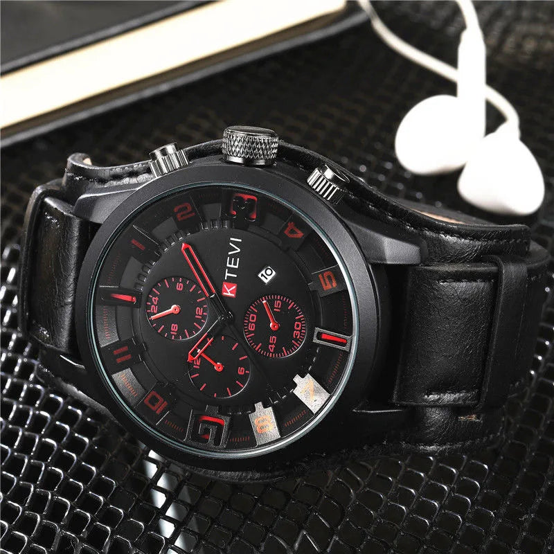 Relojes YIKAZE Retro para hombre, reloj clásico de cuarzo de lujo para negocios, reloj de pulsera militar con fecha y correa de cuero con esfera grande a la moda para hombre