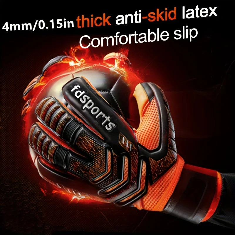 Guantes de portero de fútbol profesionales para niños y hombres, látex de 4mm con protección para los dedos, Protector de guantes de portero de fútbol para niños y adultos
