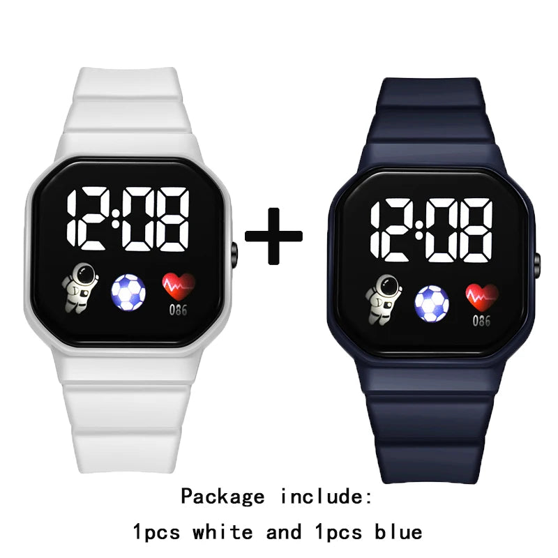 2 unids/set niños reloj estudiantes deportes LED relojes digitales Spaceman correa de silicona reloj de pulsera electrónico para niños niñas