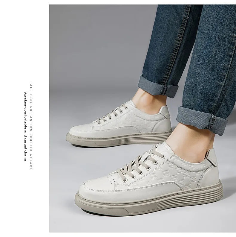 Zapatos Casuales de Cuero Genuino para Hombre - Suela Gruesa