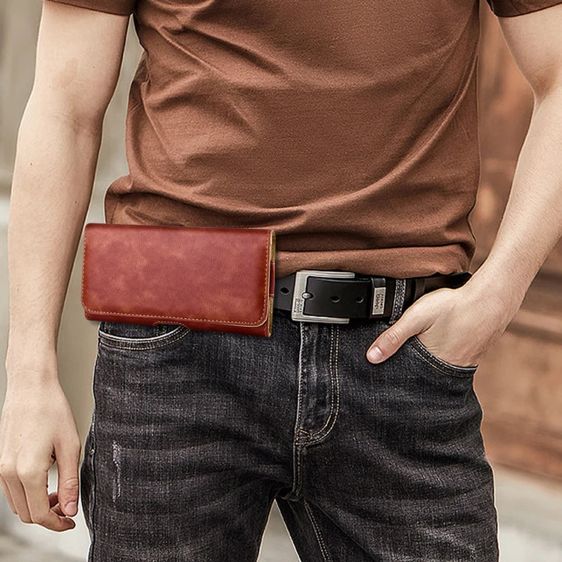 Funda Universal de Cuero para Teléfono con Clip para Cinturón