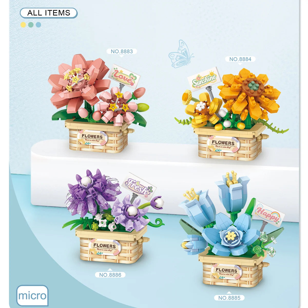 Set de Juguetes de Bloques de Construcción LOZ, Juego de Flores en Maceta, Modelo de Adorno Floral de Simulación para Escritorio, Juguete de Ensamblaje, Regalo Navideño para Niñas