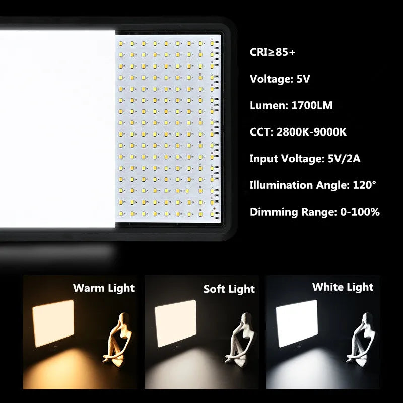 Panel de luz LED para fotografía y vídeo, Kit de lámpara de estudio fotográfico con brillo ajustable de 8/12 pulgadas, para transmisión en vivo de YouTube