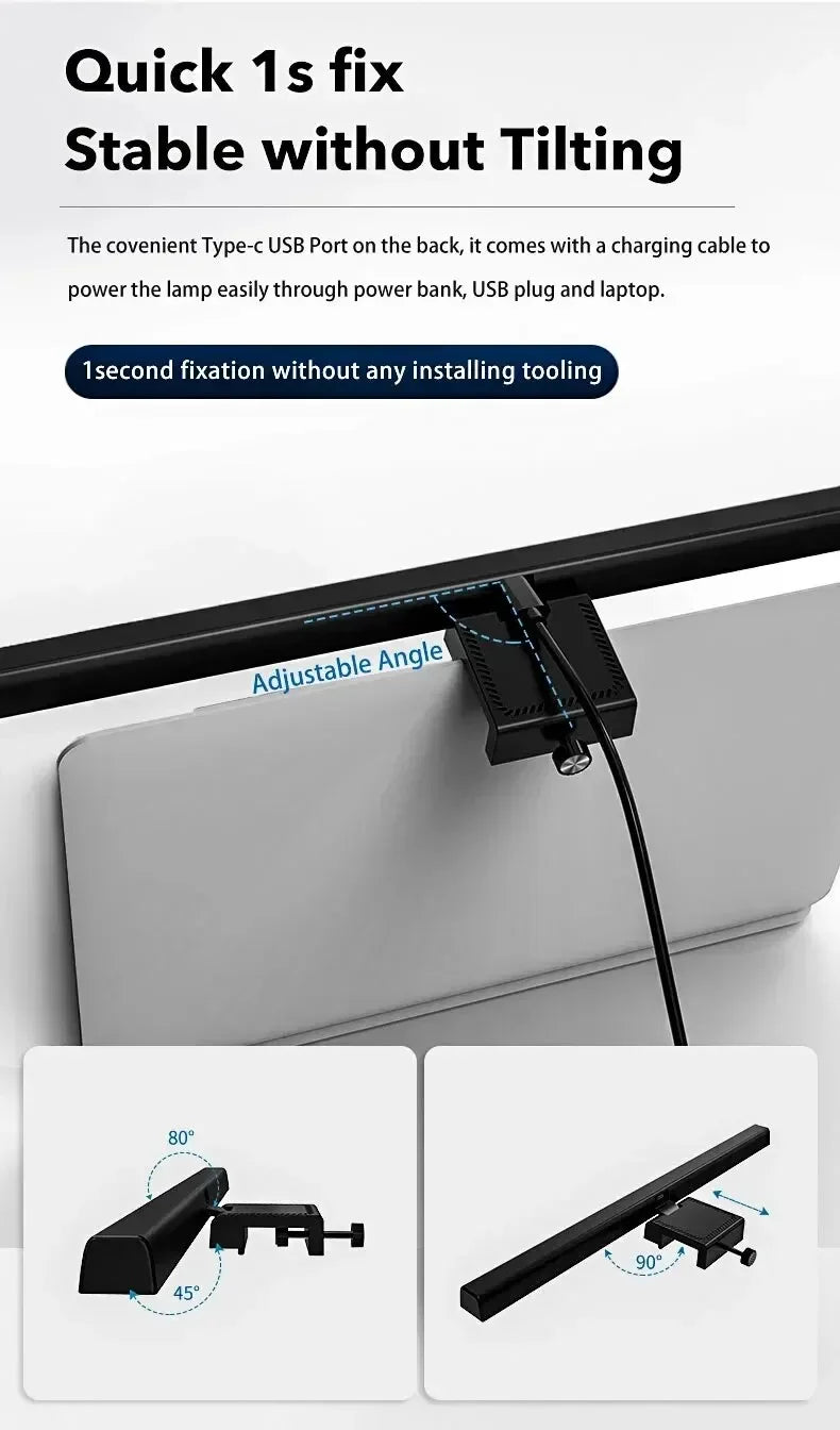 Barra de Luz LED para Monitor PC, Regulable 33cm/50cm, Alimentada por USB