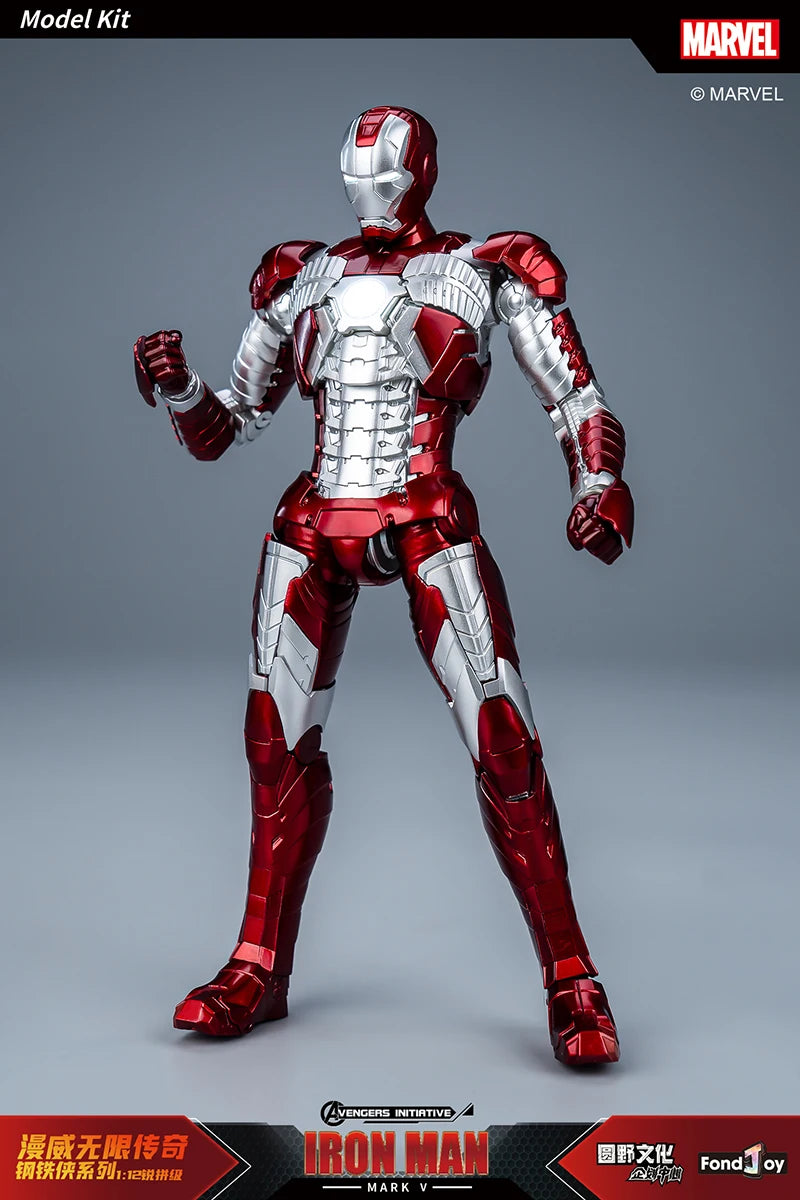 Figura de Anime de Iron Man MK5 de Marvel, Kit de Modelo a Escala 1/12, Serie Infinity Saga, Ironman Mark 5, Ensamblaje ABS, Articulaciones Móviles, Regalos y Juguetes