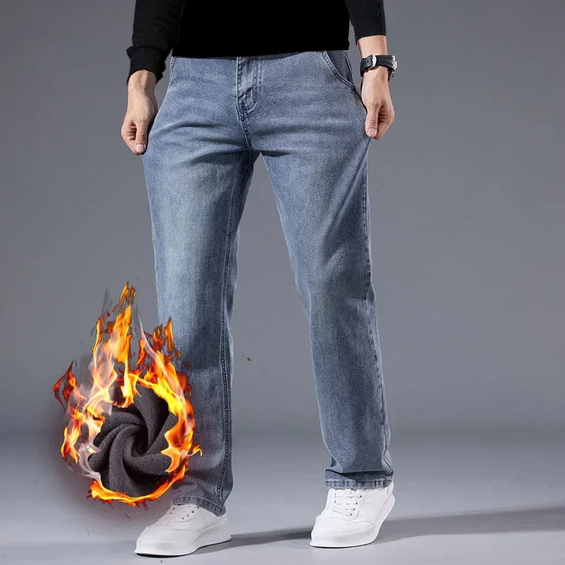 Pantalones Vaqueros de Lana para Hombre, Terciopelo, Recto Clásico