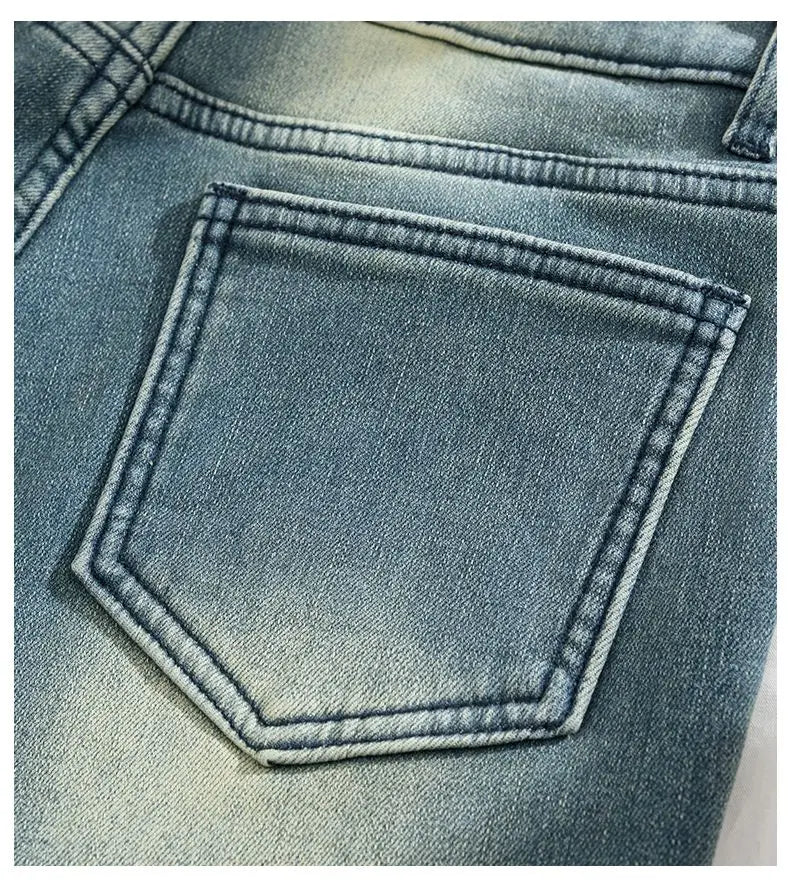 Pantalones Vaqueros Vintage con Forro Polar de Pierna Recta